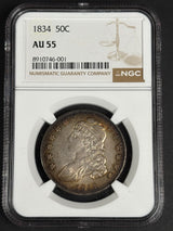 1834 Capped Bust Half Dollar NGC AU55, Small Date Small Letters
