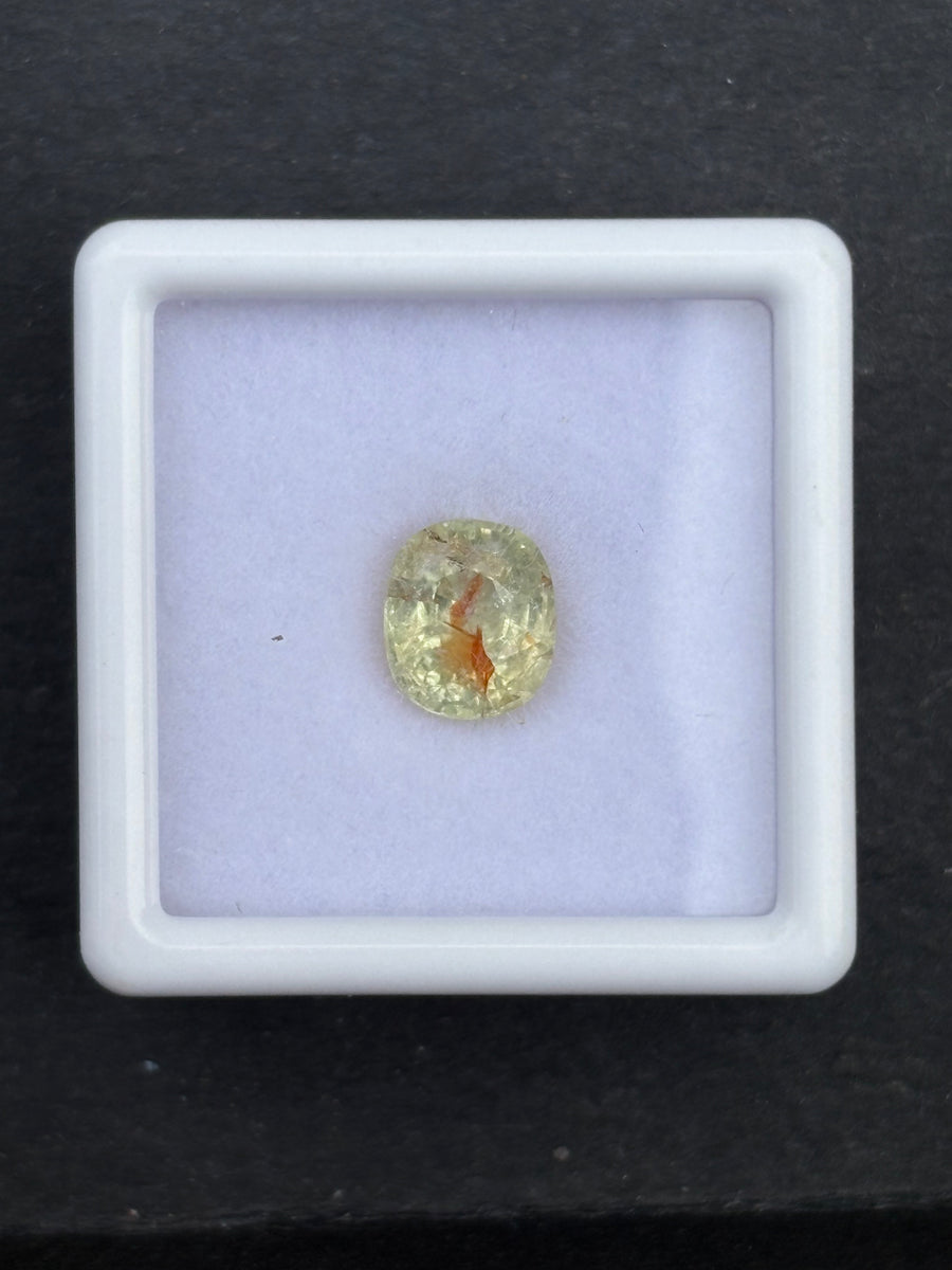 1.71ct unheated green bicolor tourmaline, cushion cut, 7.5x6.5 mm