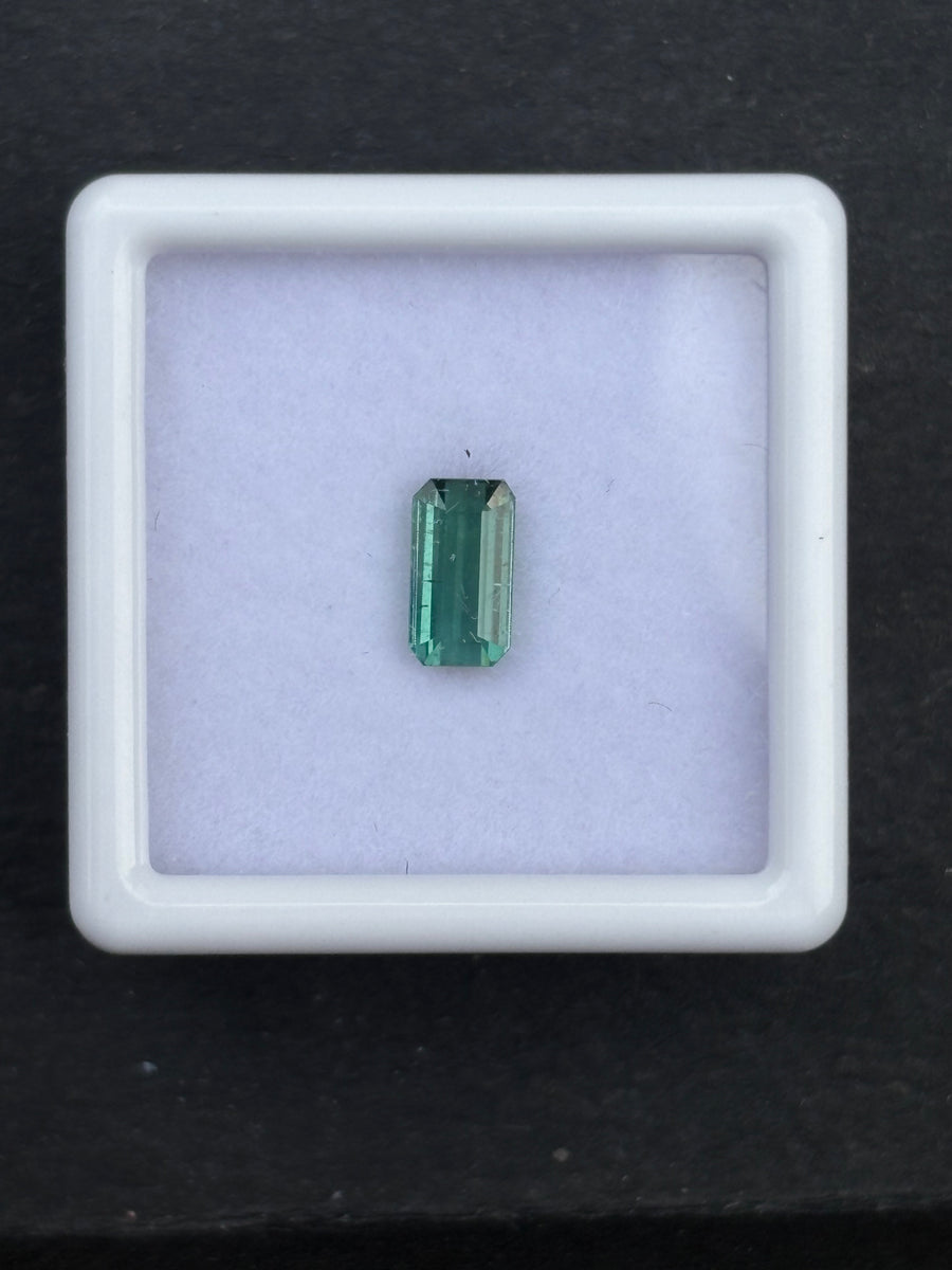 0.74ct unheated bluish green tourmaline, octagon cut, 7x3.8x2.7 mm
