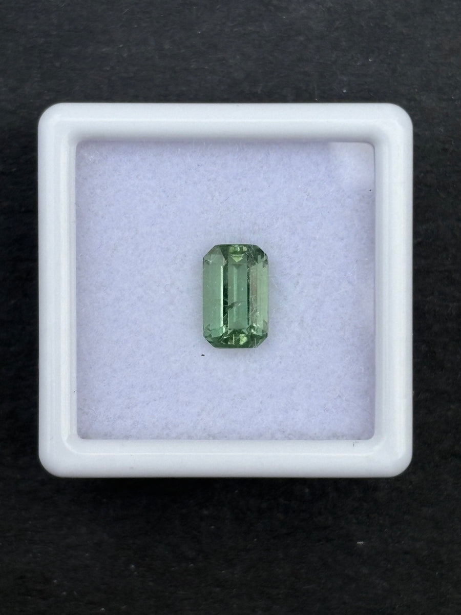 1.42ct green apatite from Madagascar, emerald cut, 8x5x4 mm