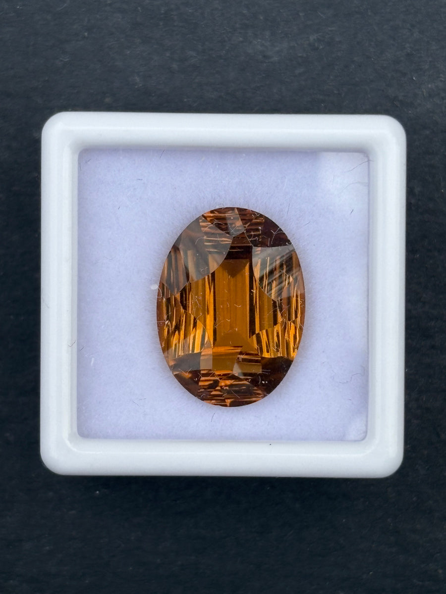 7.77Ct Orange Quartz Brazil Oval Concave Cut, 16 x 12 x 7mm