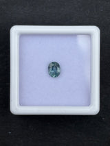 0.52ct heated blue green sapphire, oval cut, 5.2x4.3 mm