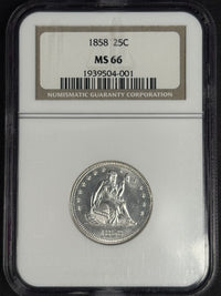 1858 25C Seated Lberty Quarter NGC MS66 · NUM-1199