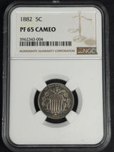 1882 Shield Nickel, NGC PF-65 Cameo