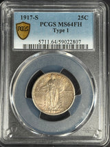 1917-S Type 1 Standing Liberty quarter, PCGS MS-64 FH