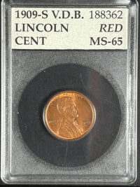 1909 S Vdb Lincoln Cent Accugrade "MS65RD" Choice 65RB · NUM-1208