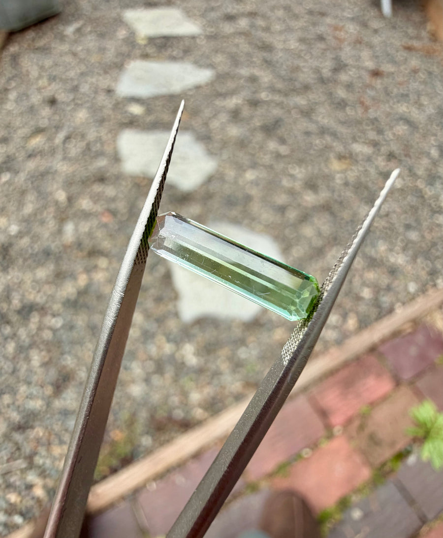 2.03ct green tourmaline gemstone, slight bicolor, from Afghanistan, second view