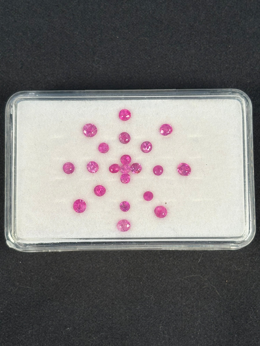 2.06ctw Heated Pink Sapphire Lot from Madagascar, 21 stones, Round, 2 - 3 mm