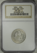 1856 25C Seated Liberty Quarter Silver Ashland City NGC MS65