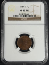 1914-D Lincoln Cent NGC VF25 BN