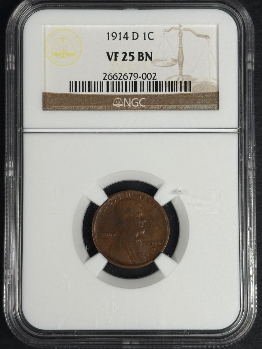 1914-D Lincoln Cent NGC VF25 BN