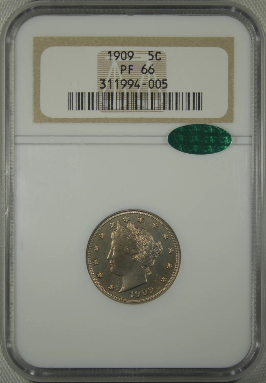 1909 Nickel Five Cent Pieces-Liberty Head NGC PF-66