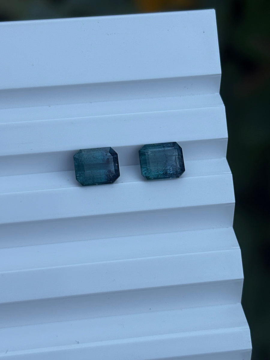 3.13ctw bluish green tourmaline octagon pair — view 2
