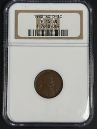 1922 Lincoln Cent No D Strong Reverse NGC F15 · NUM-1183