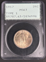 1917 Standing Liberty quarter Type 1 Full Head, PCGS MS-63