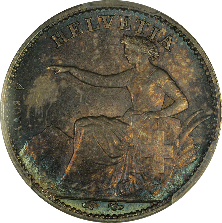 1850 Switzerland 1/2 Frank Seated Helvectia PCGS MS-66