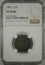 1804 Half Cent Draped Bust Copper NGC XF-40 BN