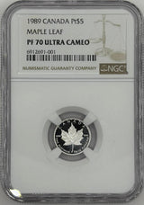 1989 Canada Platinum 5 Dollars NGC PF-70