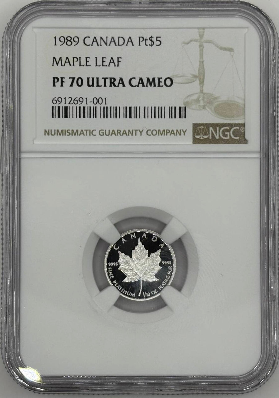 1989 Canada Platinum 5 Dollars NGC PF-70