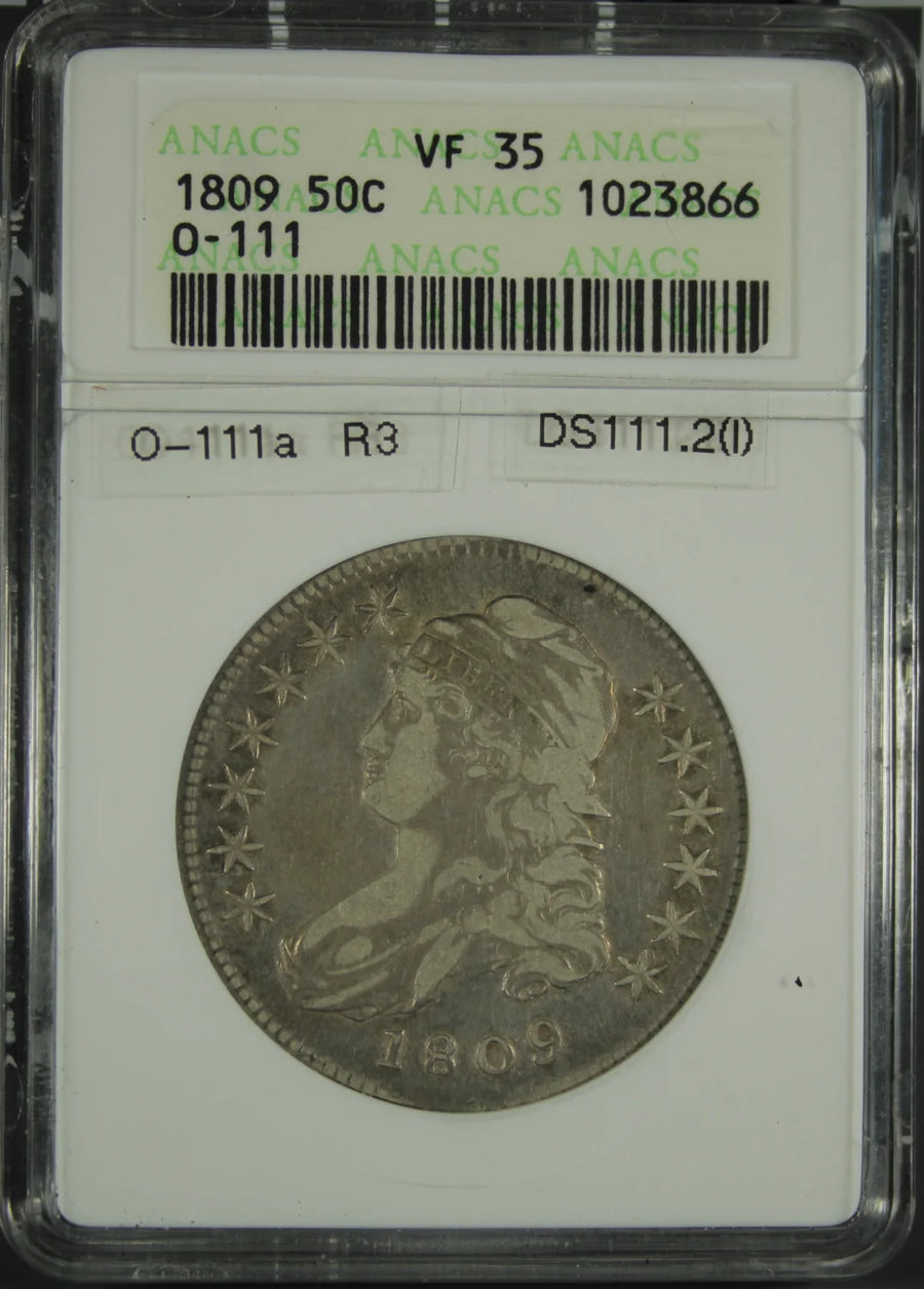 1809 Capped Bust, Lettered Edge Half Dollars ANACS VF-35 O-111