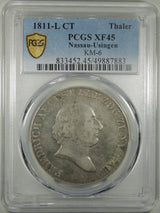 1811 German States Nassau-Usingen Silver Thaler PCGS XF-45