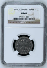 1954 Germany Federal Republic Copper-Nickel Mark NGC MS-63