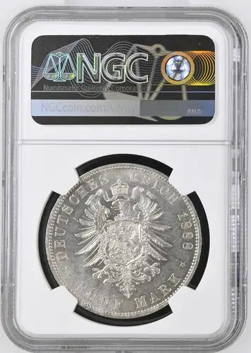 1888 German States Silver 5 Mark NGC MS-64 Prussia - Friedrich III