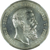 1888 German States Silver 5 Mark NGC MS-64 Prussia - Friedrich III