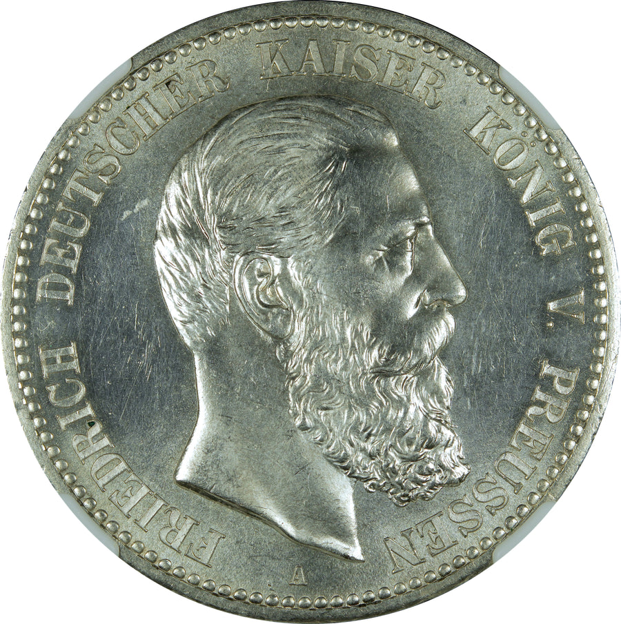 1888 German States Silver 5 Mark NGC MS-64 Prussia - Friedrich III