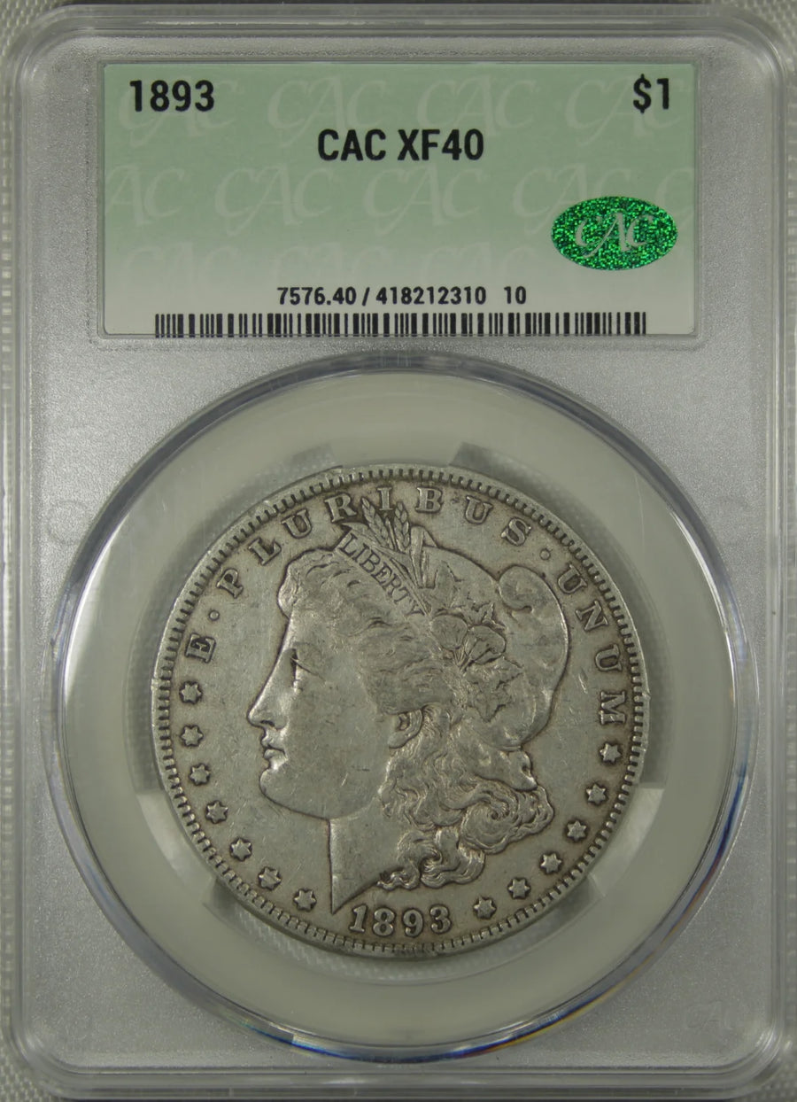1893 Morgan Silver Dollar CACG XF 40