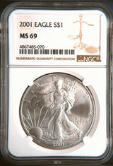 2001 Silver Eagles NGC MS-69