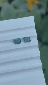 3.13ctw Bluish Green Tourmaline Octagon Pair · GEM-5158