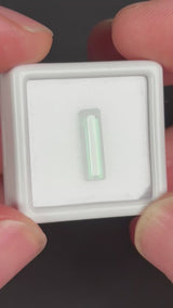 1.9ct Bluish Green Tourmaline from Mozambique, 13.5 x 4.3 x 3.5mm, Emerald Cut · GEM-6048