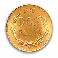 1945 Mexico 2 Peso Gold Coin Uncirculated · BUL-0012